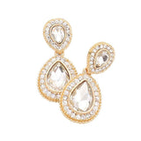 Rhinestone Trim Teardrop Evening Earrings - Madeline Love - Flyclothing LLC