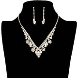 Round Crystal Rhinestone Collar Necklace Earring Set - Madeline Love - Flyclothing LLC