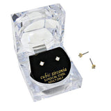 3mm Round Cut Crystal Cubic Zirconia CZ Earrings Clear Box - Madeline Love - Flyclothing LLC