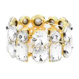 Round Emerald Cut Stone Stretch Evening Bracelet - Madeline Love - Flyclothing LLC