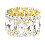 Round Marquise Stone Cluster Stretch Evening Bracelet - Madeline Love - Flyclothing LLC