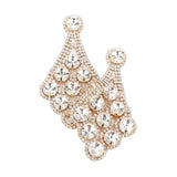 Round Stone Accented Dangle Evening Earrings - Madeline Love - Flyclothing LLC