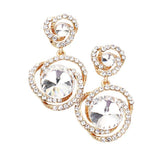 Round Stone Accented Link Dangle Evening Earrings - Madeline Love - Flyclothing LLC