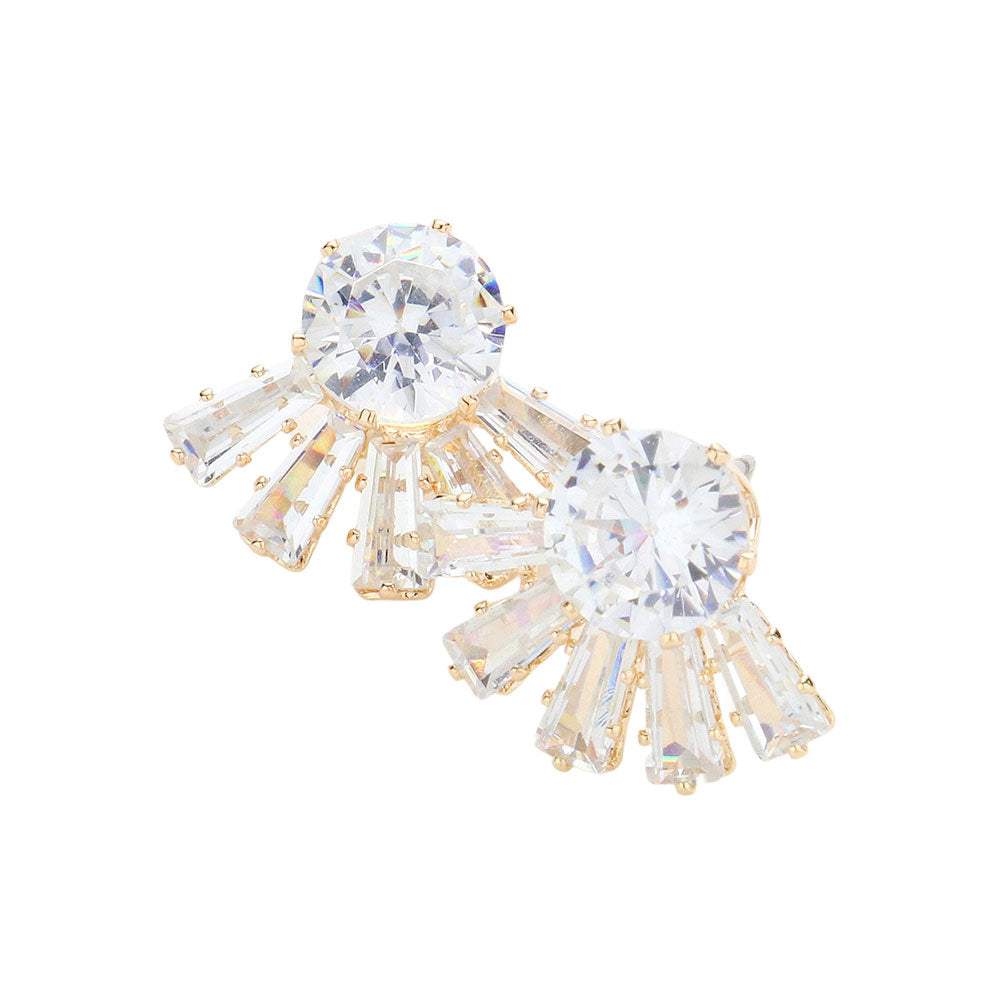 Round Stone Accented Stud Evening Earrings - Madeline Love - Flyclothing LLC