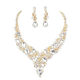 Round Teardrop Stone Accented Evening Necklace - Madeline Love - Flyclothing LLC