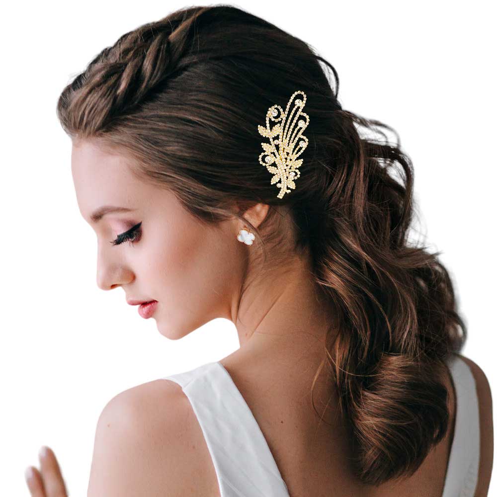 Round Teardrop Stone Accented Hair Comb - Madeline Love - Flyclothing LLC