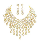 Round Teardrop Stone Cluster Evening Bib Necklace - Madeline Love - Flyclothing LLC