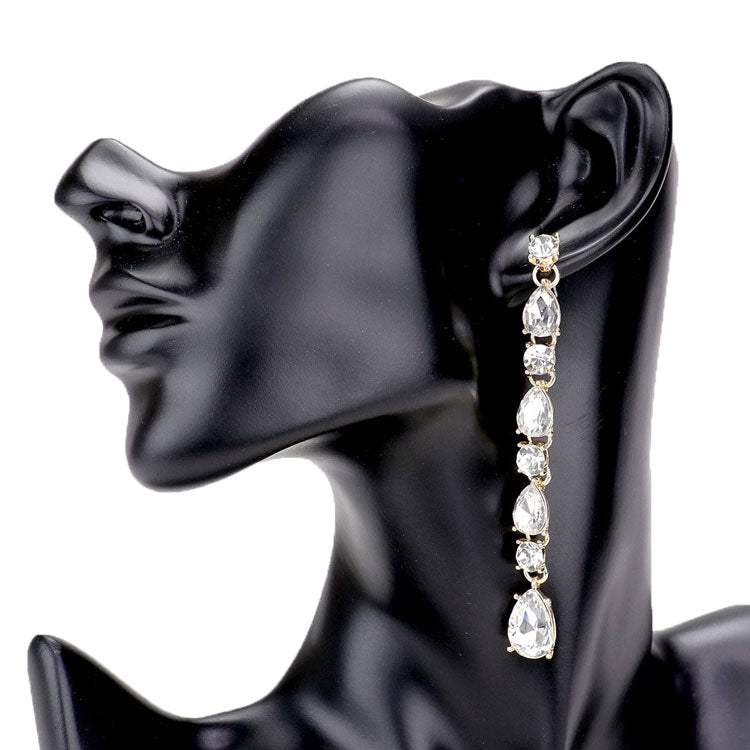 Round Teardrop Stone Link Evening Earrings - Madeline Love - Flyclothing LLC