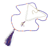 Double layer flower tassel drop beaded long necklace - Madeline Love - Flyclothing LLC