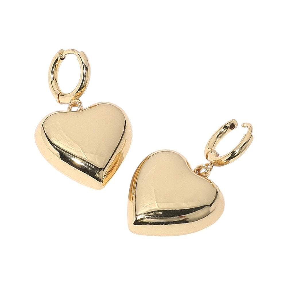 SECRET BOX Stainless Steel Heart Dangle Huggie Hoop Earrings - Madeline Love - Flyclothing LLC