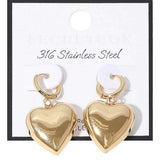 SECRET BOX Stainless Steel Heart Dangle Huggie Hoop Earrings - Madeline Love - Flyclothing LLC