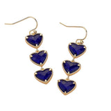 Triple Heart Stone Cluster Link Dropdown Dangle Earrings - Madeline Love - Flyclothing LLC