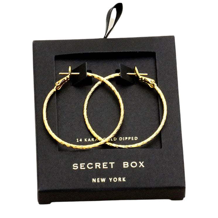 Secret Box Textured Gold Dipped Hoop Earrings - Madeline Love - Flyclothing LLC