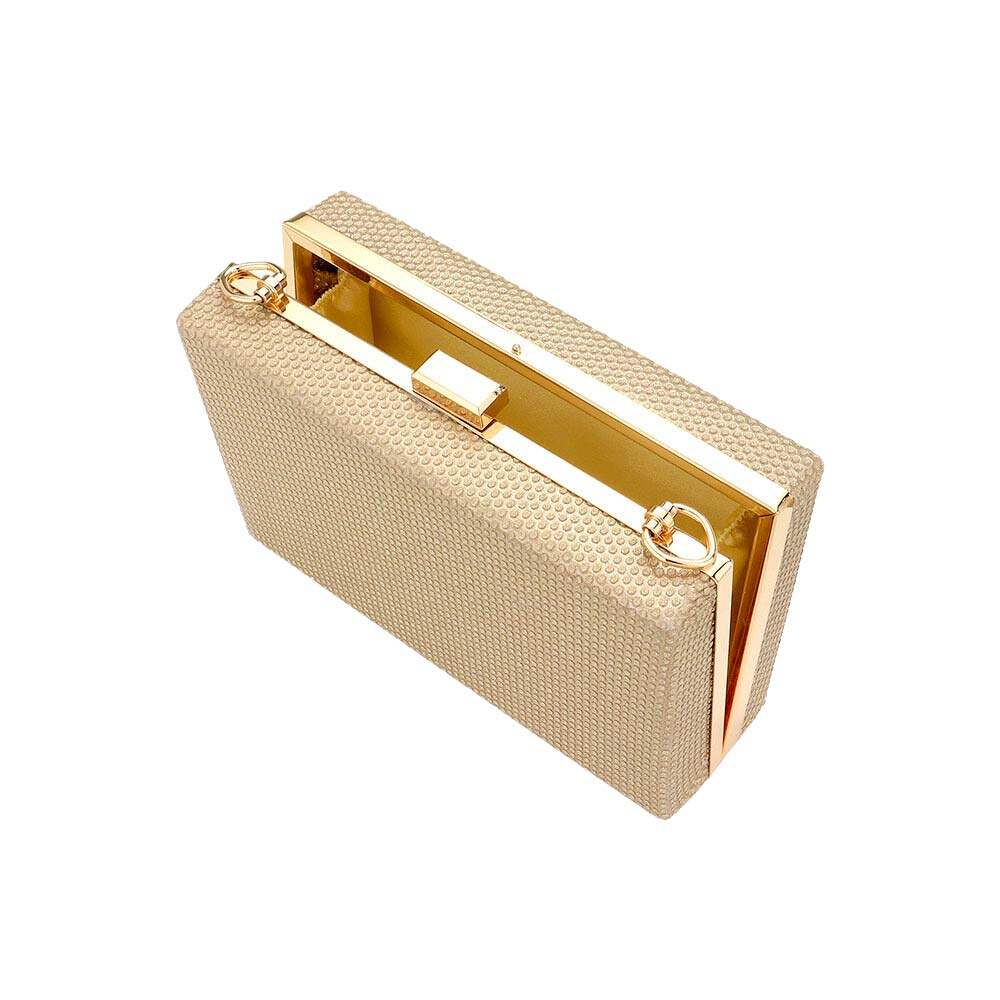 Shimmery Rectangle Evening Clutch Crossbody Bag - Madeline Love - Flyclothing LLC