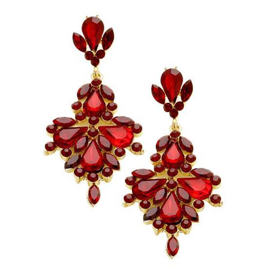 Glass Crystal Statement Evening Earrings - Madeline Love - Flyclothing LLC