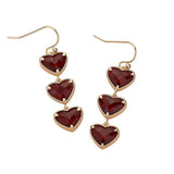 Triple Heart Stone Cluster Link Dropdown Dangle Earrings - Madeline Love - Flyclothing LLC