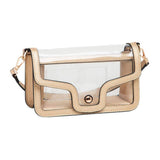 Solid Faux Leather Transparent Rectangle Shoulder Bag - Madeline Love - Flyclothing LLC