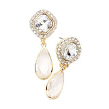 Square Clear Lucite Teardrop Dangle Evening Earrings - Madeline Love - Flyclothing LLC