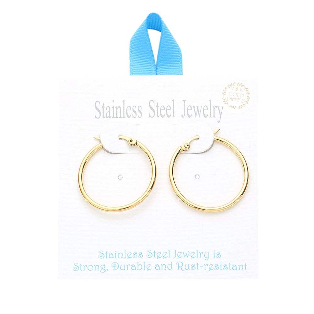 Stainless Steel 1.2 Inch Metal Hoop Pin Catch Earrings - Madeline Love - Flyclothing LLC