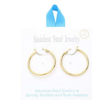Stainless Steel 1.2 Inch Metal Hoop Pin Catch Earrings - Madeline Love - Flyclothing LLC