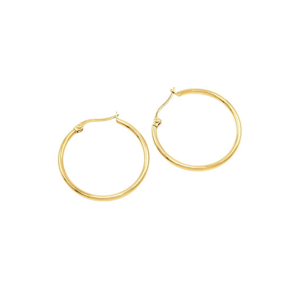 Stainless Steel 1.2 Inch Metal Hoop Pin Catch Earrings - Madeline Love - Flyclothing LLC