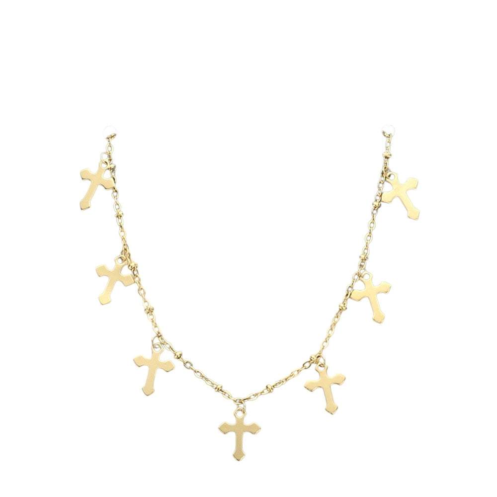 Stainless Steel Cross Charm Station Anklet - Madeline Love - Flyclothing LLC