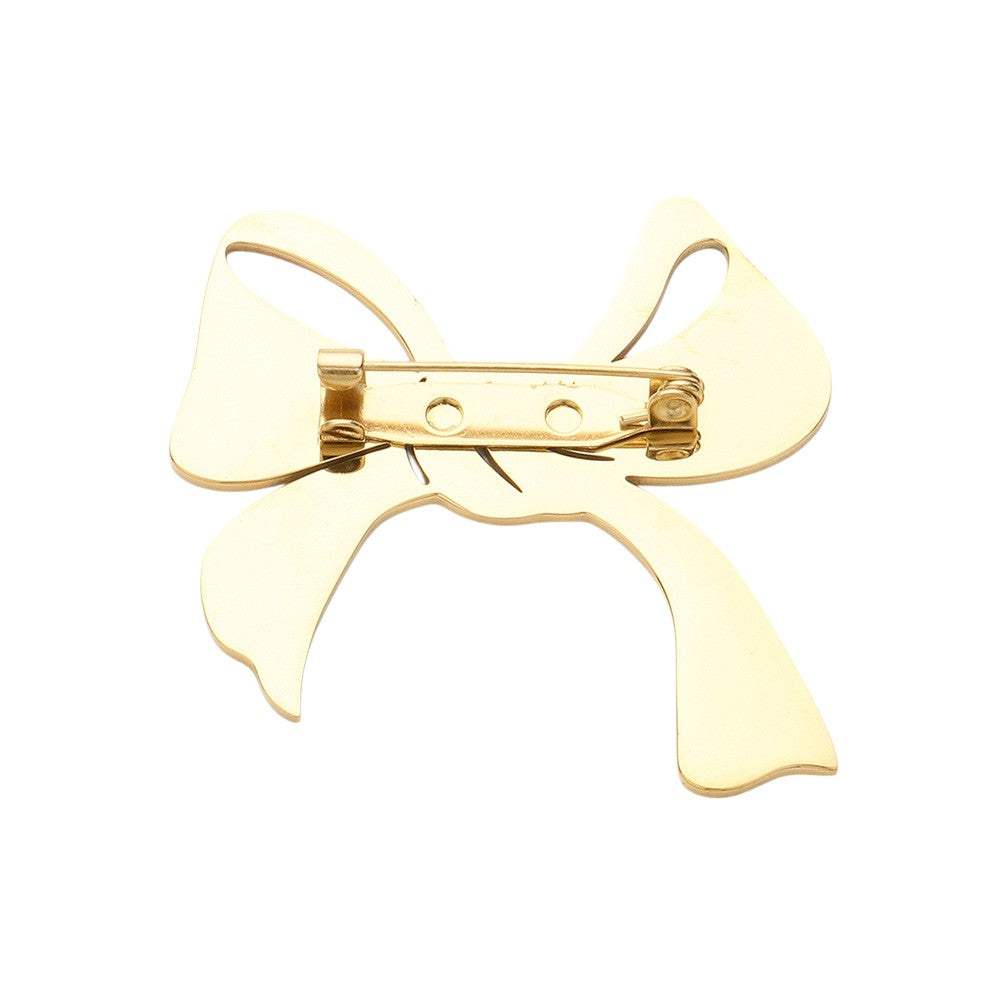 Stainless Steel Cutout Bow Pin Brooch - Madeline Love - Flyclothing LLC