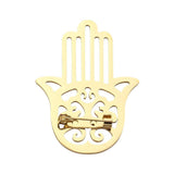 Stainless Steel Cutout Hamsa Hand Pin Brooch - Madeline Love - Flyclothing LLC