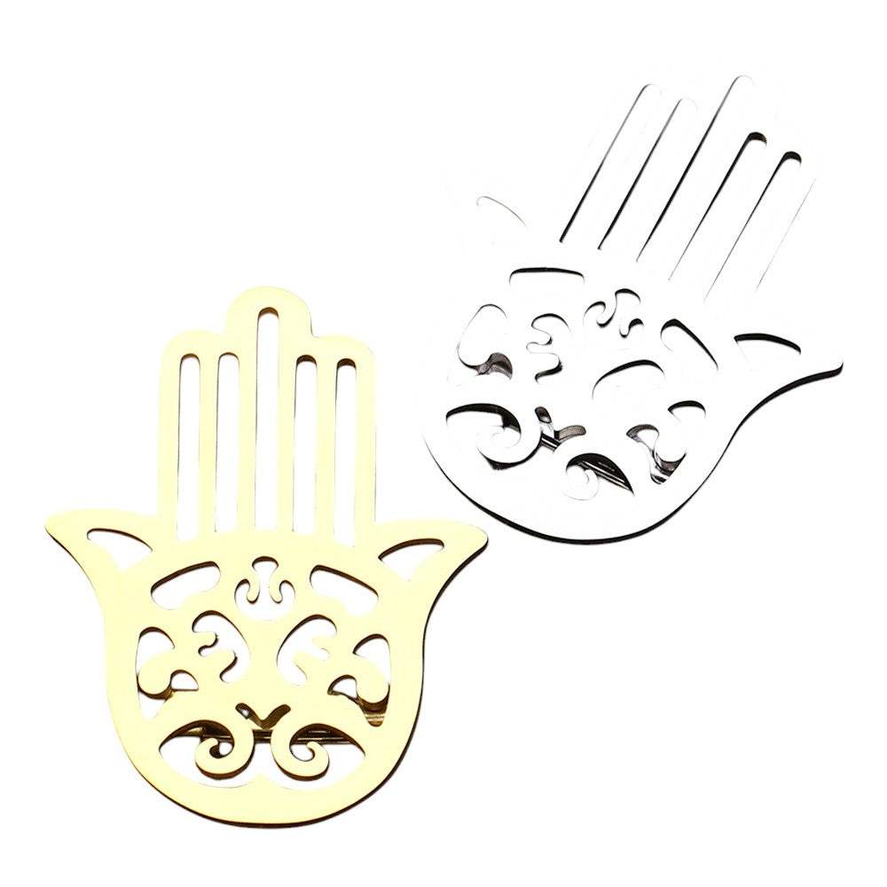 Stainless Steel Cutout Hamsa Hand Pin Brooch - Madeline Love - Flyclothing LLC