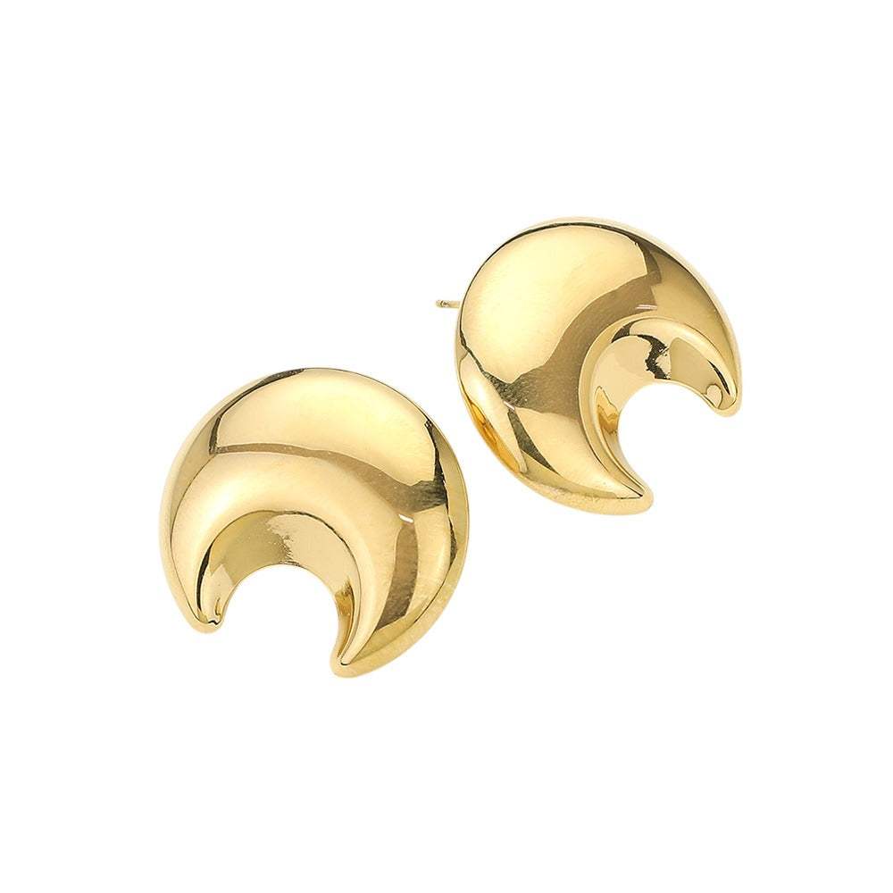Stainless Steel Dome Crescent Earrings - Madeline Love - Flyclothing LLC