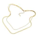 Stainless Steel Herringbone Chain Layered Necklace - Madeline Love - Flyclothing LLC