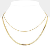 Stainless Steel Herringbone Chain Layered Necklace - Madeline Love - Flyclothing LLC