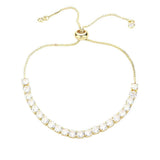 Stainless Steel CZ Stone Tennis Chain Pull Tie Adjustable Bracelet - Madeline Love - Flyclothing LLC