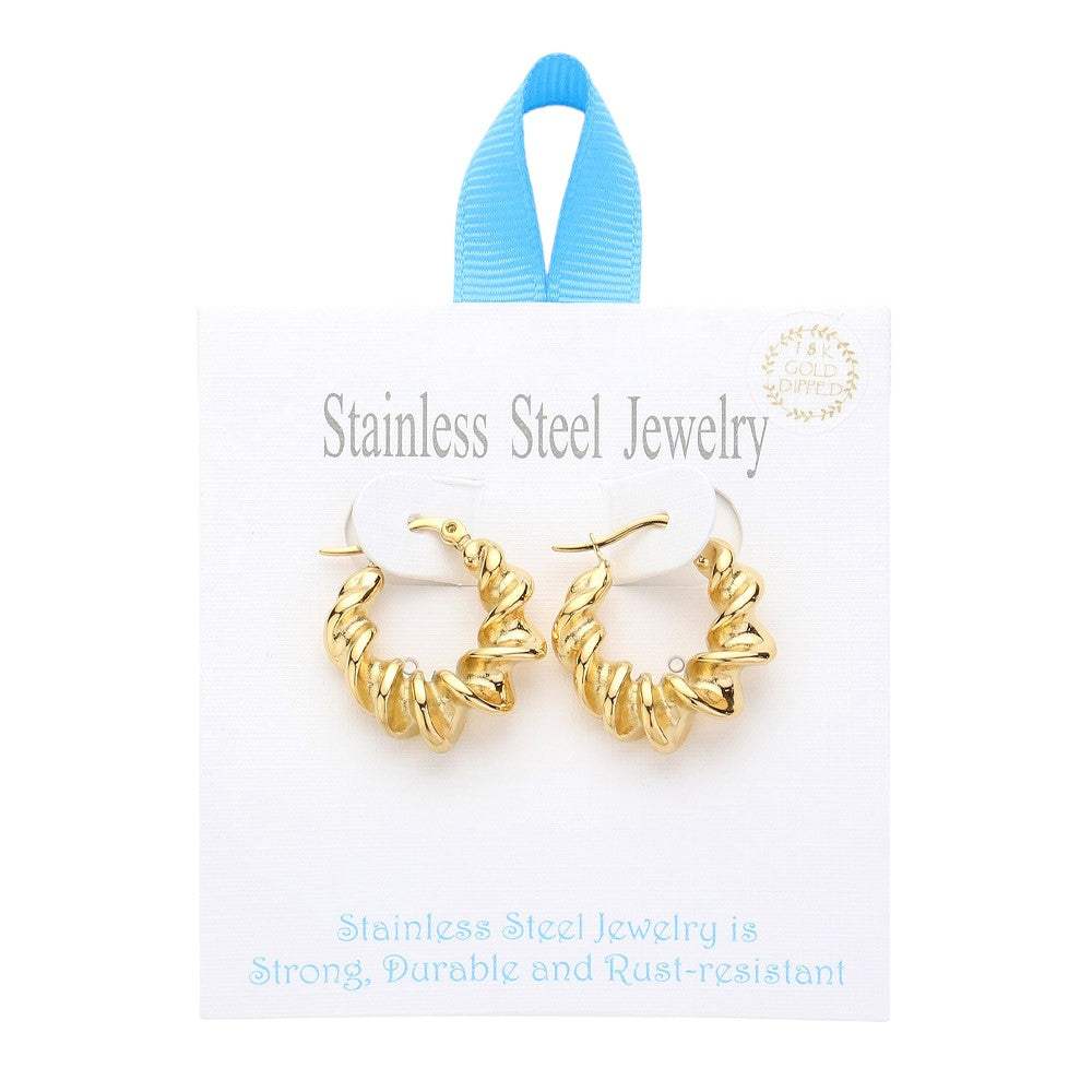 Stainless Steel Spiral Hoop Pin Catch Earrings - Madeline Love - Flyclothing LLC
