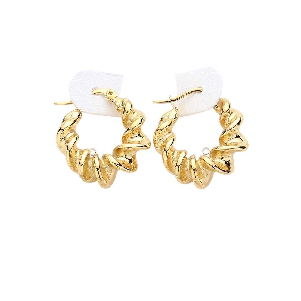 Stainless Steel Spiral Hoop Pin Catch Earrings - Madeline Love - Flyclothing LLC