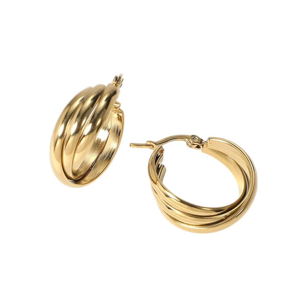 Stainless Steel Twisted Pin Catch Hoop Earrings - Madeline Love - Flyclothing LLC