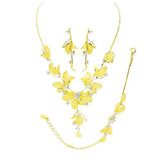 Stone Accented Metal Mesh Petal Jewelry Set - Madeline Love - Flyclothing LLC