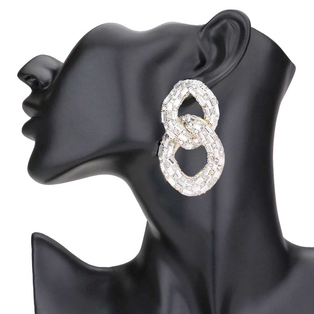 Stone Embellished Link Evening Earrings - Madeline Love - Flyclothing LLC