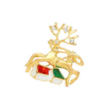Stone Embellished Metal Reindeer Brooch - Madeline Love - Flyclothing LLC