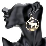 Stone Embellished Rudolph Accented Brass Dangle Earrings - Madeline Love - Flyclothing LLC