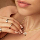 Stone Paved Fleur de Lis Pendant Necklace - Madeline Love - Flyclothing LLC