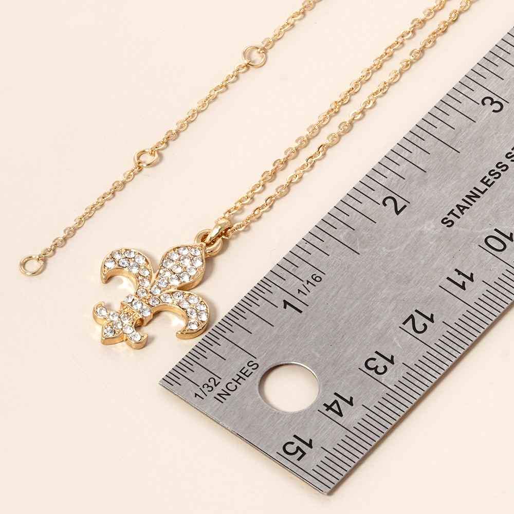 Stone Paved Fleur de Lis Pendant Necklace - Madeline Love - Flyclothing LLC