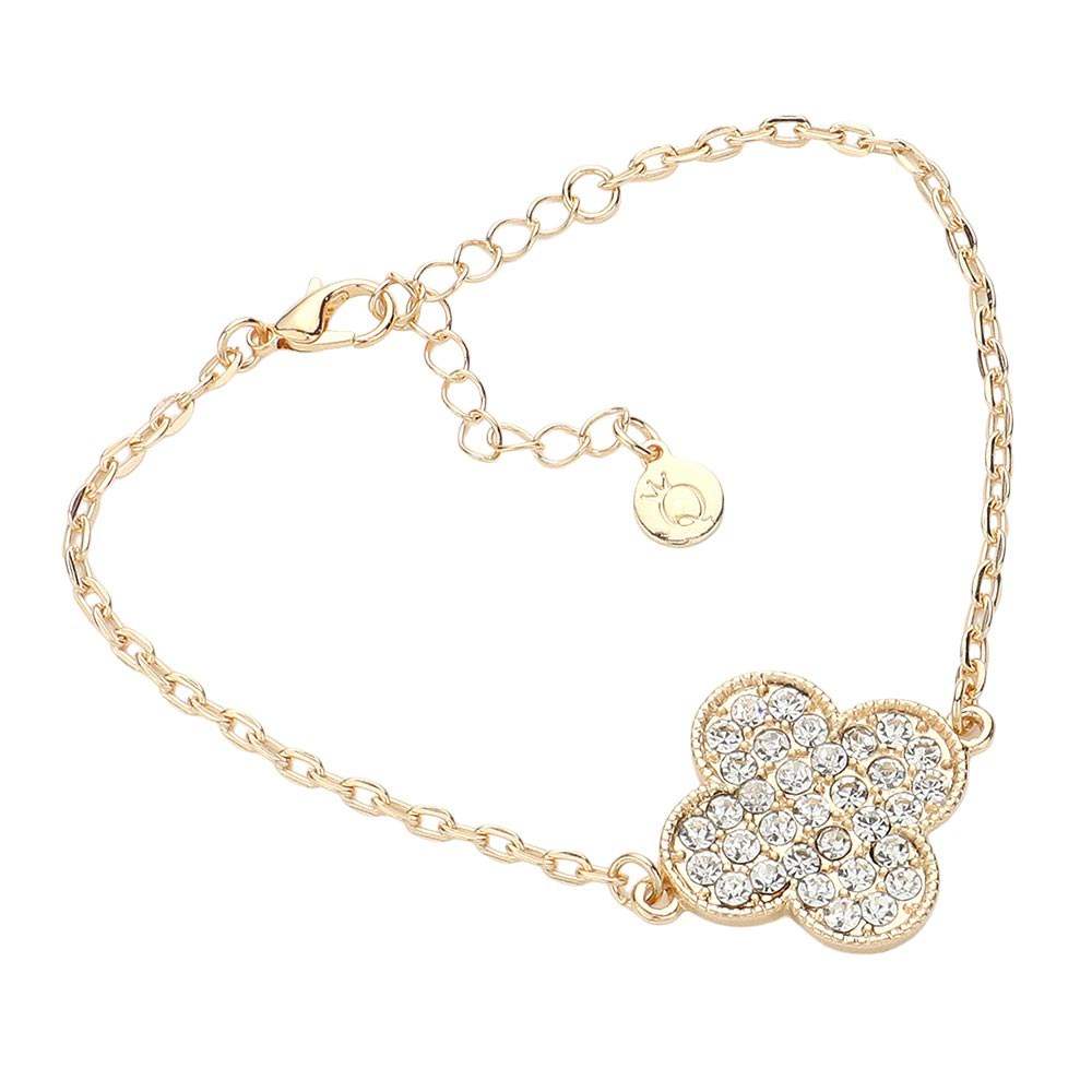 Stone Paved Quatrefoil Pointed Bracelet - Madeline Love - Flyclothing LLC