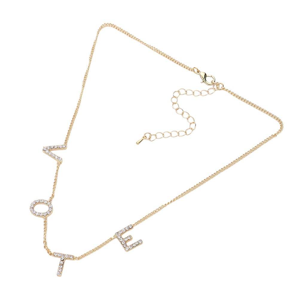 Stone Paved VOTE Initial Message Station Necklace - Madeline Love - Flyclothing LLC