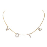 Stone Paved VOTE Initial Message Station Necklace - Madeline Love - Flyclothing LLC