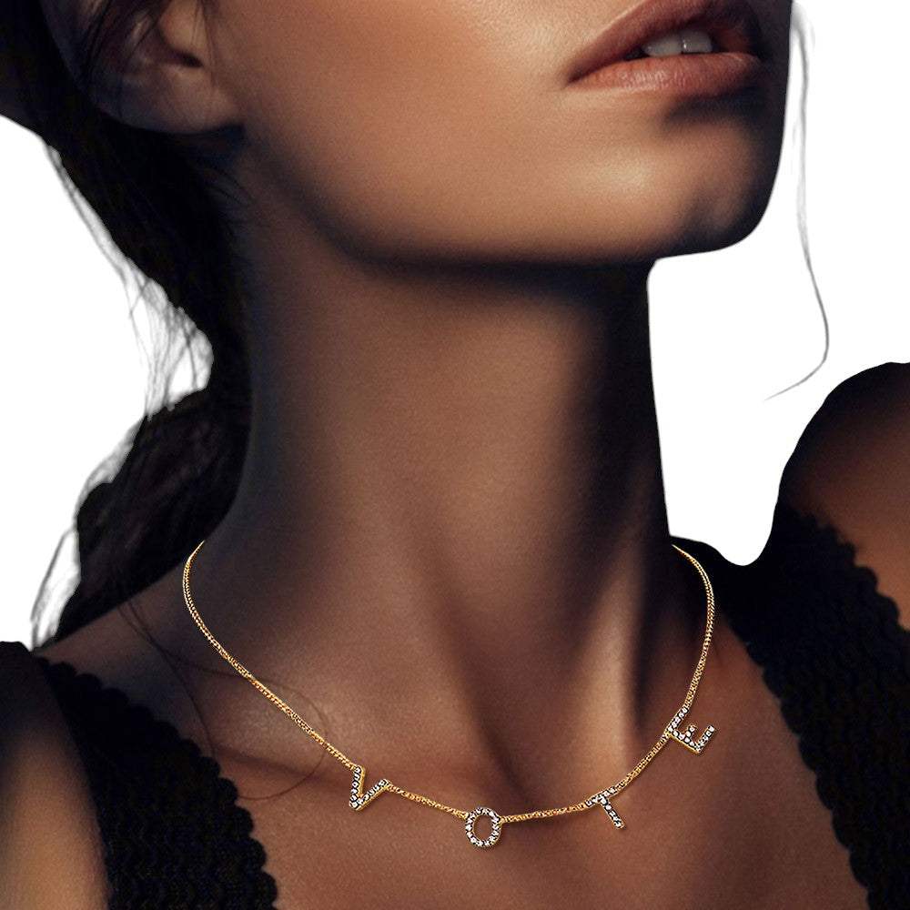 Stone Paved VOTE Initial Message Station Necklace - Madeline Love - Flyclothing LLC