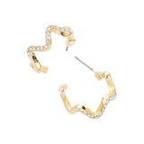 Stone Paved Wavy Metal Hoop Earrings - Madeline Love - Flyclothing LLC