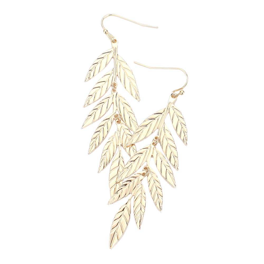 Stunning Metal Leaf Dangle Earrings - Madeline Love - Flyclothing LLC