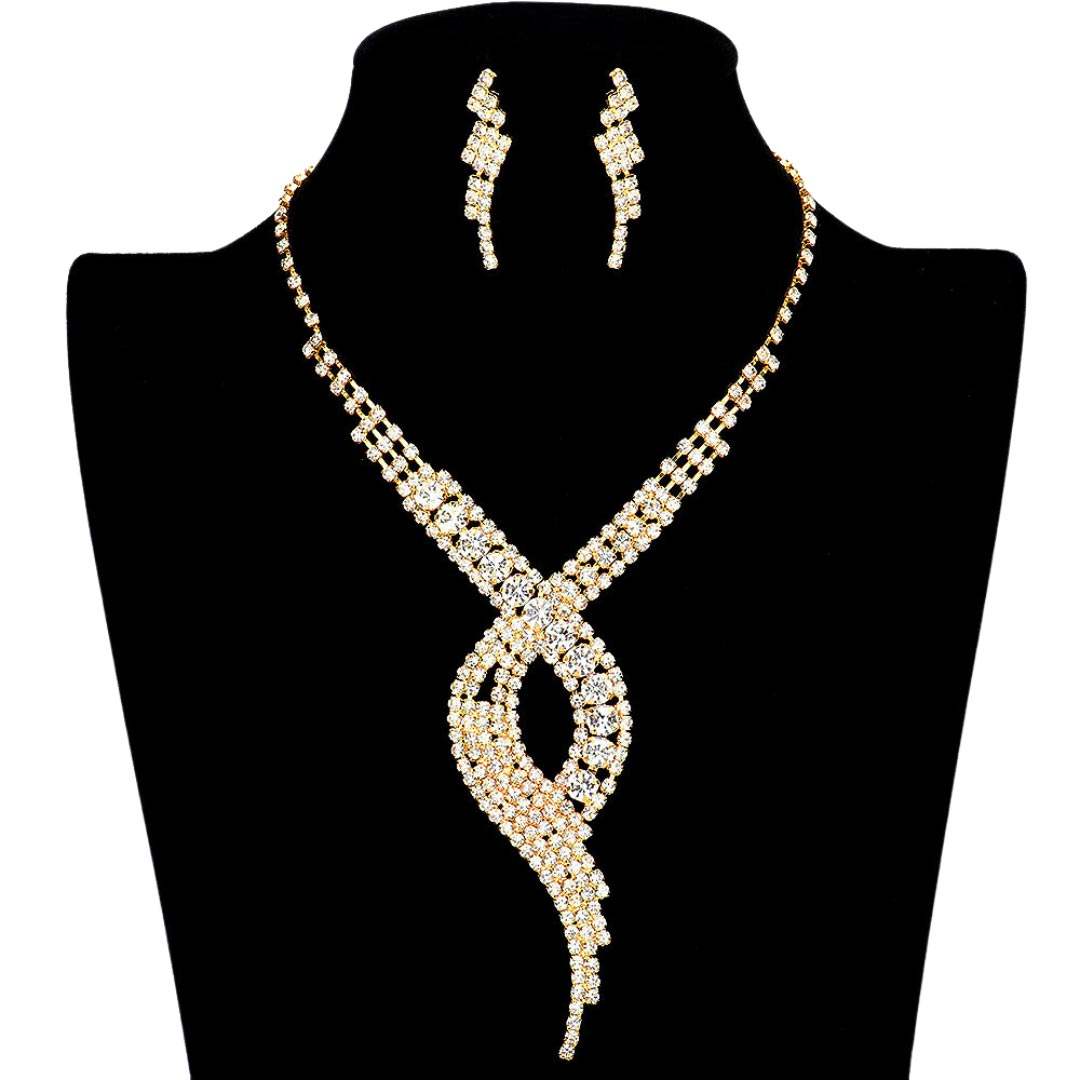 Swirl Rhinestone Pave Necklace - Madeline Love - Flyclothing LLC