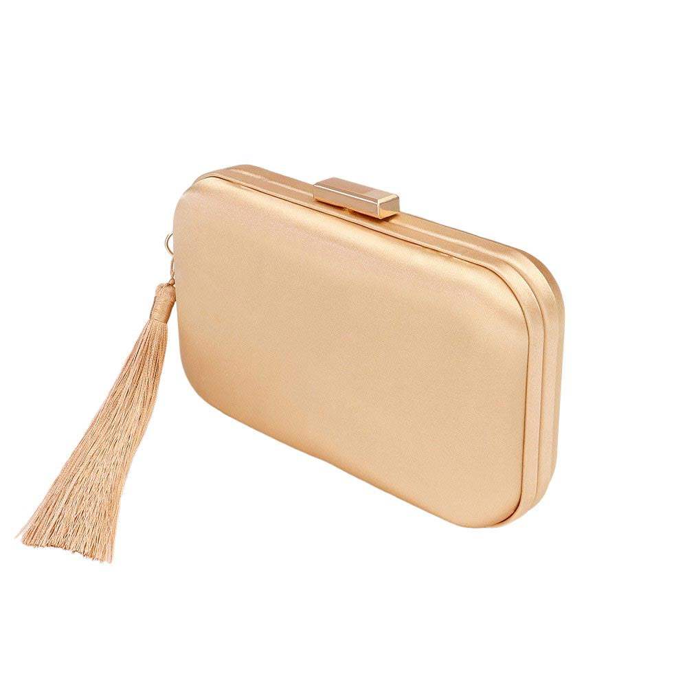 Tassel Pointed Solid Clutch Crossbody Bag - Madeline Love - Flyclothing LLC